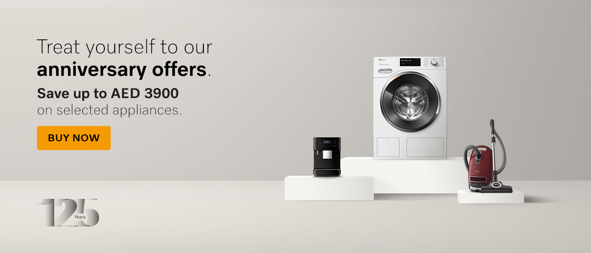 125 Years of Miele. Save up to AED 3900 on selected appliances.